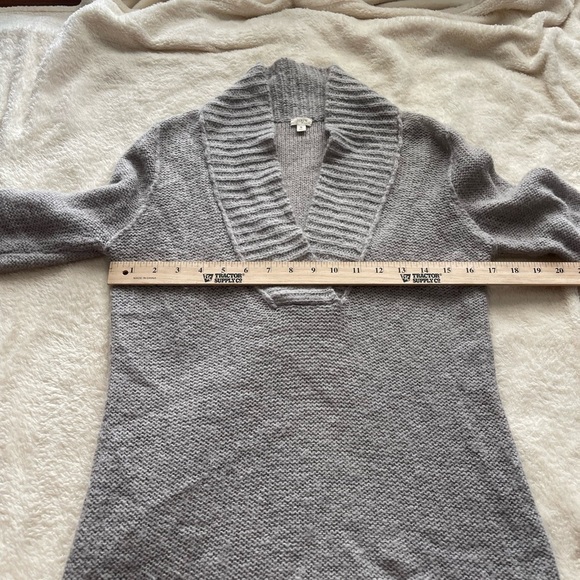 J crew factory mohair wool blend gray loose knit v neck sweater - Picture 7 of 8